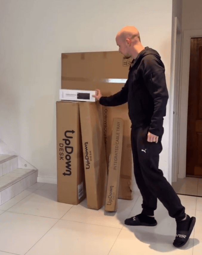 UpDown electric standing desk unboxing for a healthier home office
