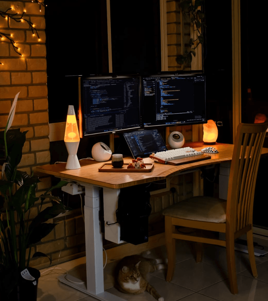 WebbyVaris branded home office and streaming setup with desk and equipment